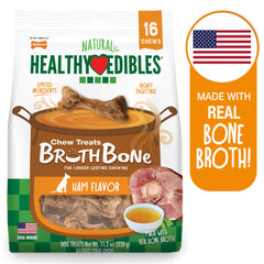 Nylabone Healthy Edibles Broth Bone Natural Dog Treats 16 count, Regular Up To 25 Ibs.