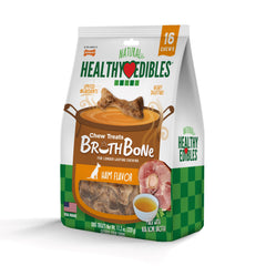 Nylabone Healthy Edibles Broth Bone Natural Dog Treats 16 count, Regular Up To 25 Ibs.