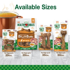 Nylabone Healthy Edibles Broth Bone All Natural Dog Treats Made With Real Bone Broth 4 Count Small/Regular - Up To 25 Lb