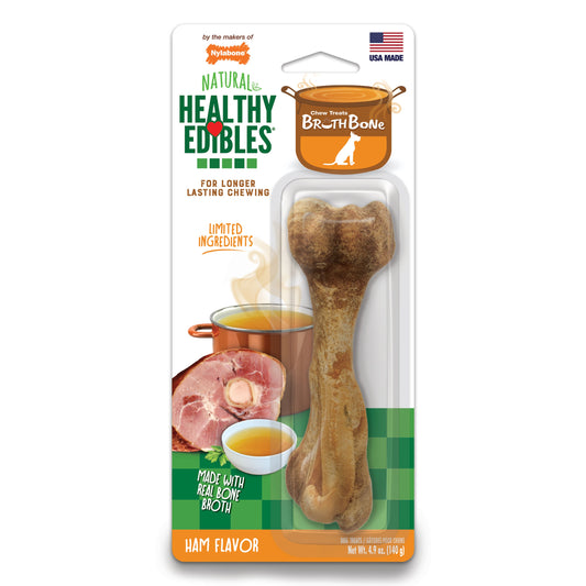 Nylabone Healthy Edibles Broth Bone Natural Dog Treats 1 Count, Giant Up To 50 lb