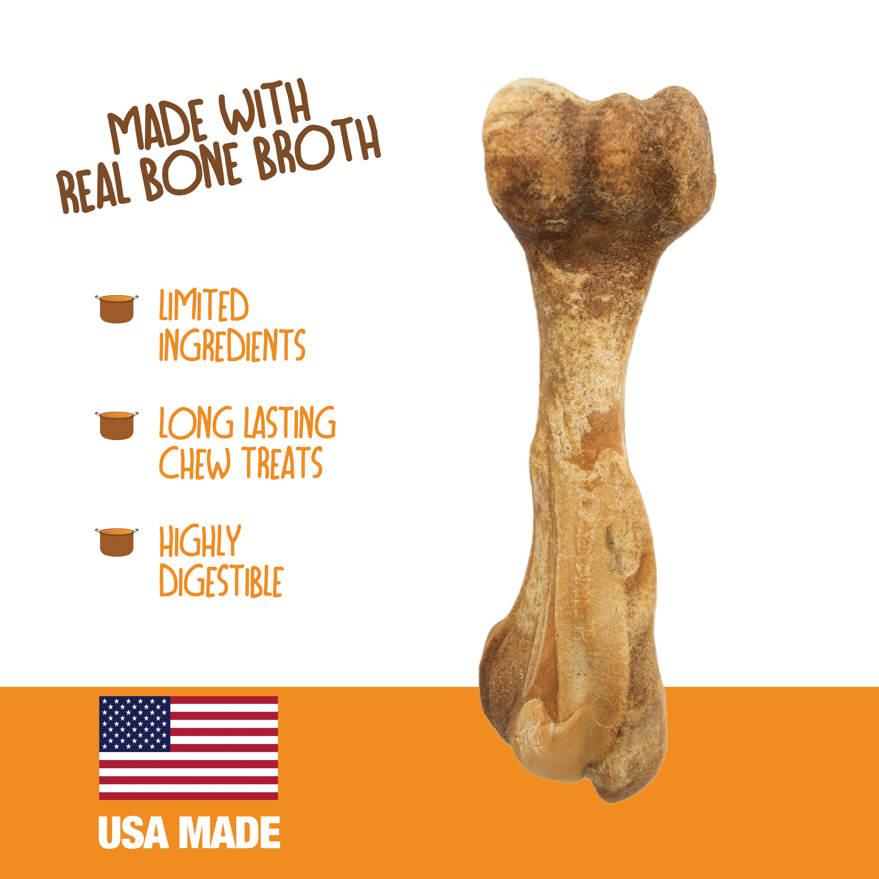 Nylabone Healthy Edibles Broth Bone Natural Dog Treats 1 Count, Giant Up To 50 lb