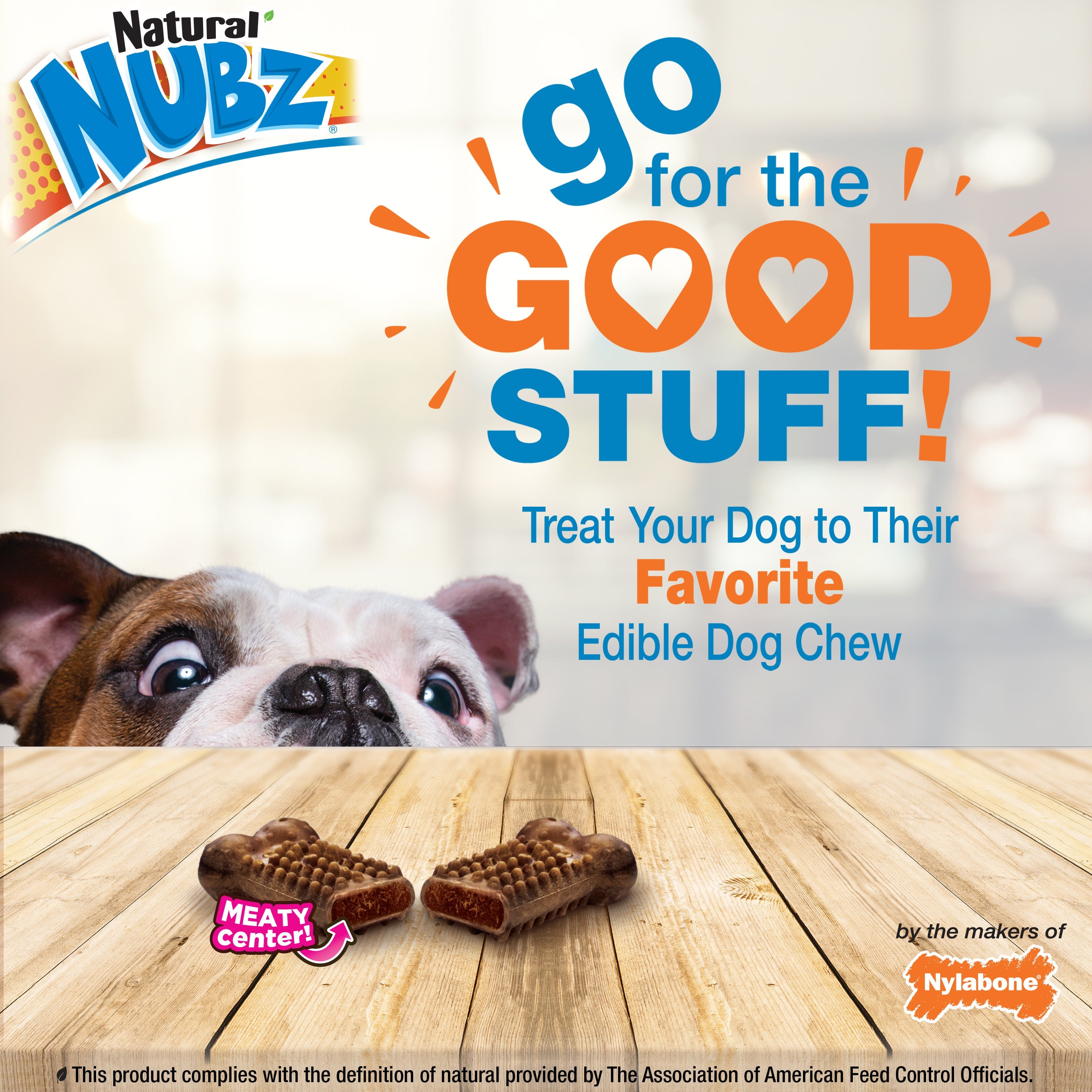 Nylabone Nubz Meaty Center Natural Long Lasting Edible Dog Chews Beef 1ea/SMall - Up To 30 lb
