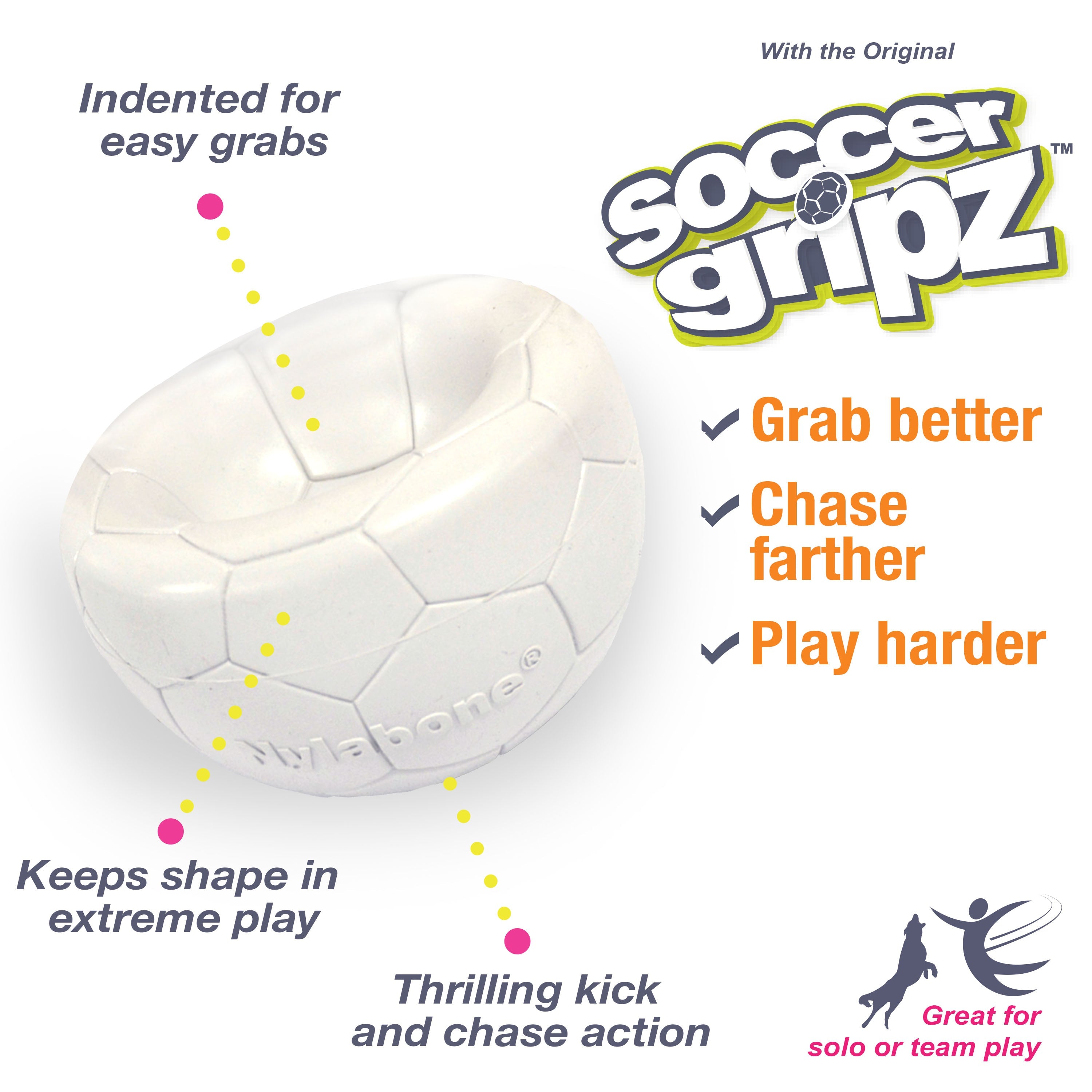 Nylabone Power Play Gripz Dog Soccer Ball Toy 1ea/Medium/Wolf - Up To 35 lb
