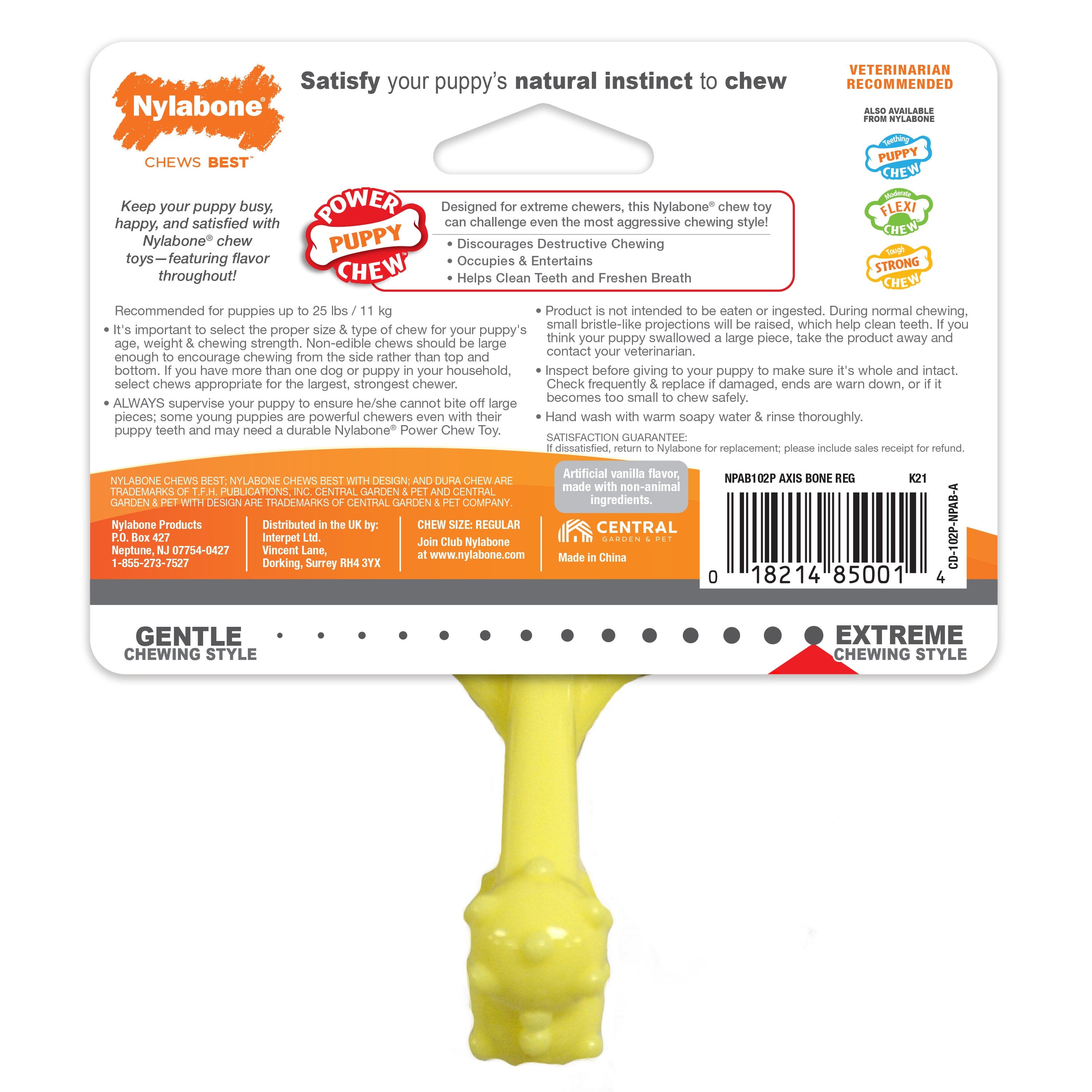 Nylabone Axis Bone Nylon Puppy Chew Toy 1ea/SMall/Regular - Up To 25 Ibs.