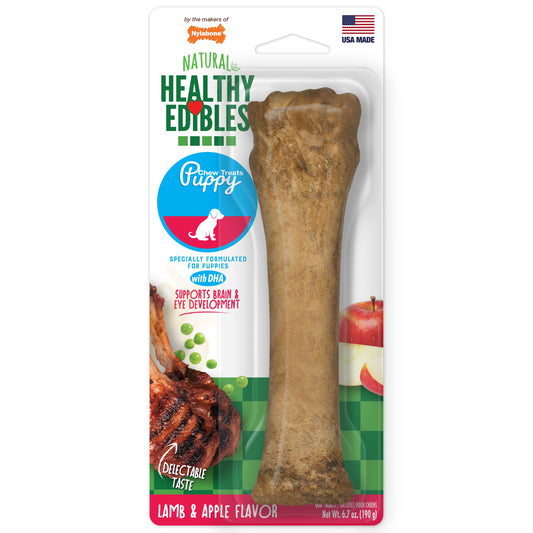 Nylabone Healthy Edibles Puppy AnimalShaped Lamb Apple Dog Chew Treats Lamb Apple, XL/Souper 50 Lbs. 1 ct