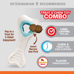 Nylabone Puppy Power Chew Souper Bone PopIn Puppy Treat Toy Combo Chicken, 1ea/XS/Petite Up To 15 Lbs. 1 ct