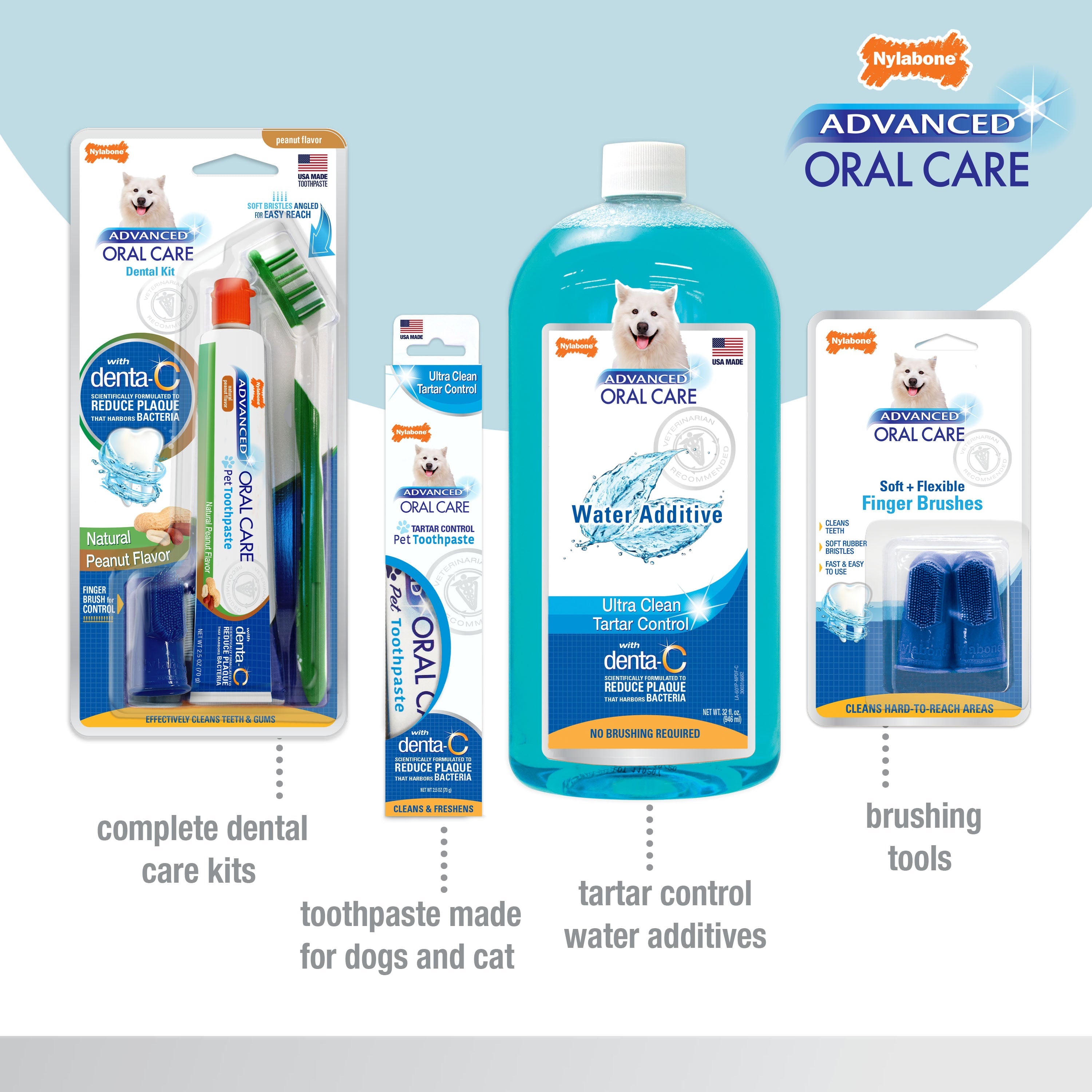 Nylabone Advanced Oral Care Senior Dog Dental Kit with Cushiony Soft-Bristle Toothbrush Bacon 1ea