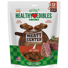 Nylabone Healthy Edibles Meaty Center Natural Dog Treats Beef, SMall Up To 30 Lbs. 12 ct