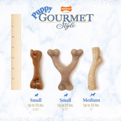 Nylabone Gourmet Style Strong Wishbone Puppy Chew Toy Peanut Butter, 1ea/SMall/Regular Up To 25 Ibs. 1 ct