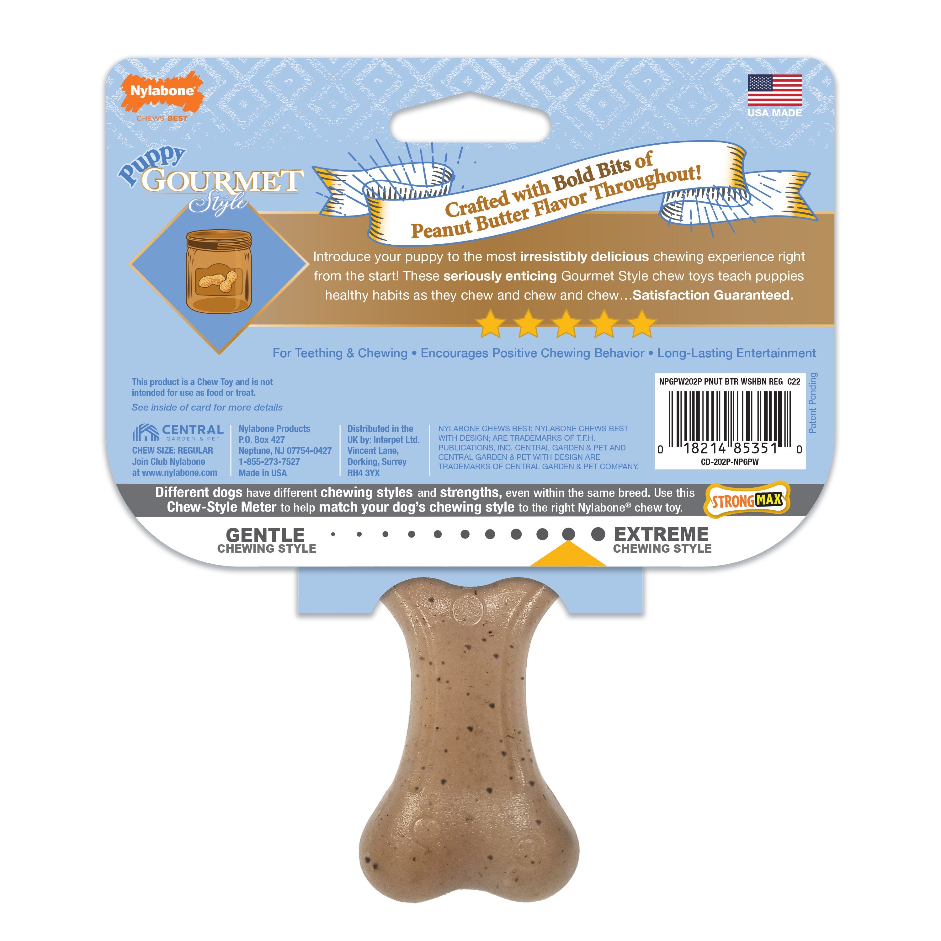 Nylabone Gourmet Style Strong Wishbone Puppy Chew Toy Peanut Butter 1ea/SMall/Regular - Up To 25 Ibs.