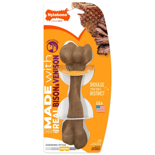 Nylabone Strong Chew Femur Bone Dog Chew Toy Made with Real Bison & Venison, 1ea/Large (1 ct)