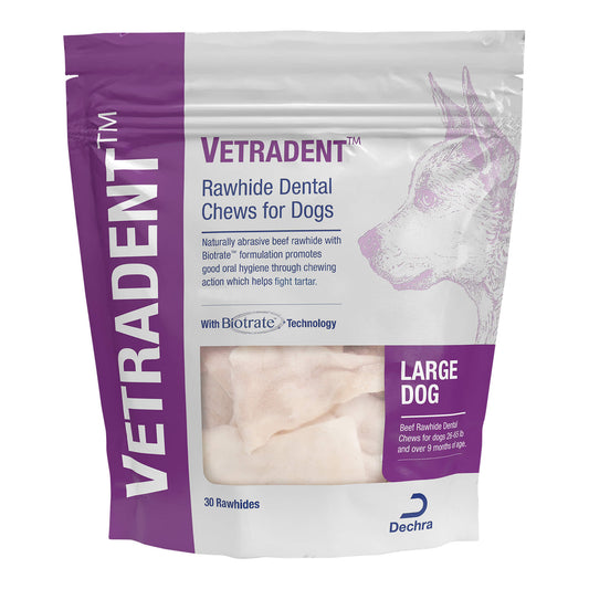 Vetradent Beef Rawhide Dental Chews for Dogs, Large, 30 ct