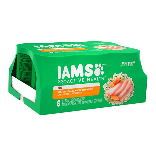 IAMS Proactive Health Paté Adult Wet Dog Food Pate w/Chicken & Rice 13 oz, 6 pk 2 case minimum