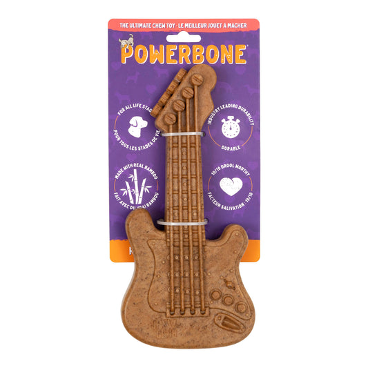 Power Bone Pet Chew Toy for Dogs - Durable, Non Toxic & Pet Safe - Best for Aggressive Chewers, Long Lasting Dental Health, Dog Teeth Cleaning, Perfect for All Dog Life Stages - Guitar 9.5”