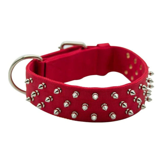 Omni Pet Bravo Nylon Spiked Dog Collar Red 25in.
