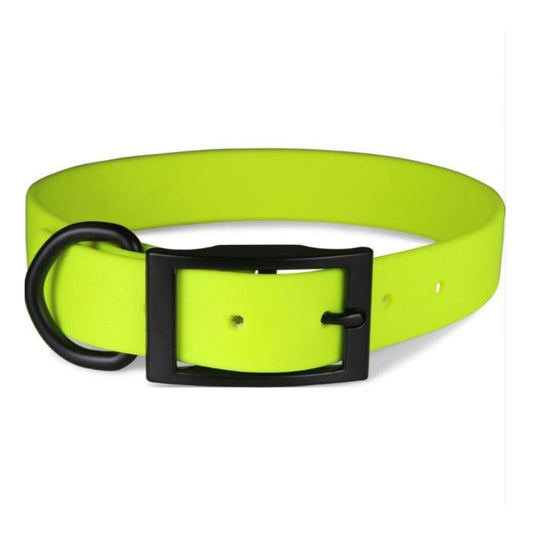 Omni Pet Zeta Biothane Dog Collar with Blk Hardware Neon Yellow 1 x 26in.