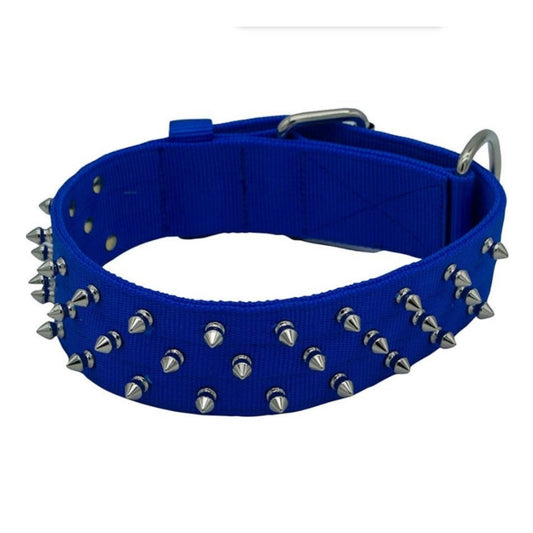 Omni Pet Bravo Nylon Spiked Dog Collar Blue 27in.