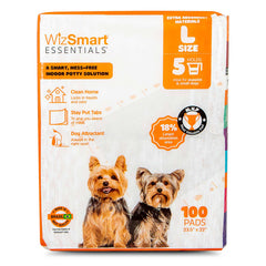 WizSmart Essentials Large Dog Pads, 23.5" x 22", Extra Absorbent Puppy Training Pads, Indoor Potty Pads, Leakproof Gel Pads for Small Dogs, Crate, House, Travel, Eco-Friendly, Non-Slip - 100 Count