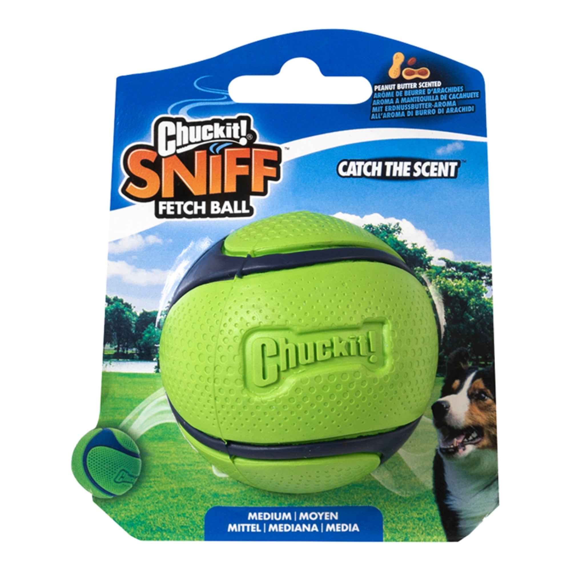 Chuckit Dog Sniff Fetch Ball Peanut Butter Medium