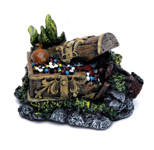 Penn-Plax Treasure Chest Aquarium Ornament Multi-Color 3 In, Mini