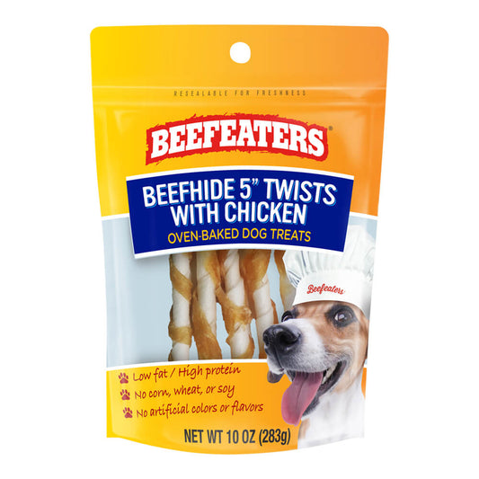 Tiras de piel de res Beefeaters de 5 pulgadas con pollo, 10 onzas