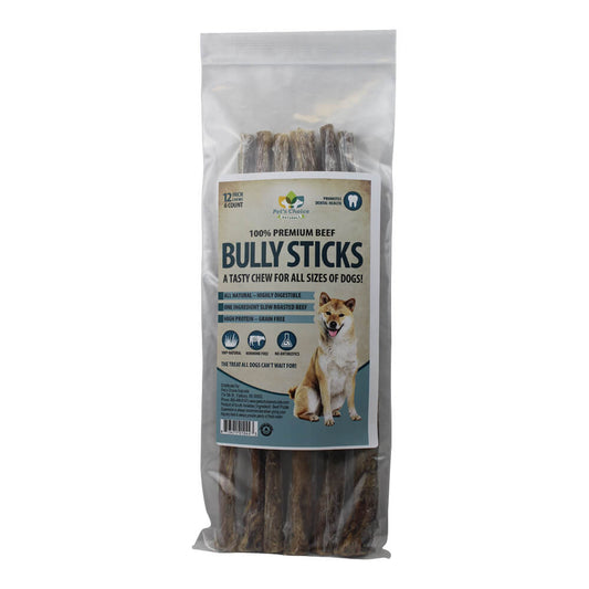 Premium All Natural Dog Pizzle Chews, 12", 6 Pack