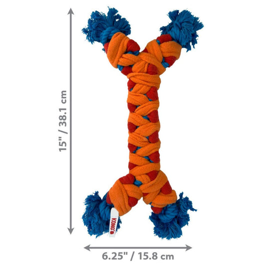 KONG Rope Rally Bone Red/Orange/Blue MD
