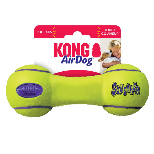 KONG AirDog Squeaking Tennis Dumbbell Dog Toy Medium
