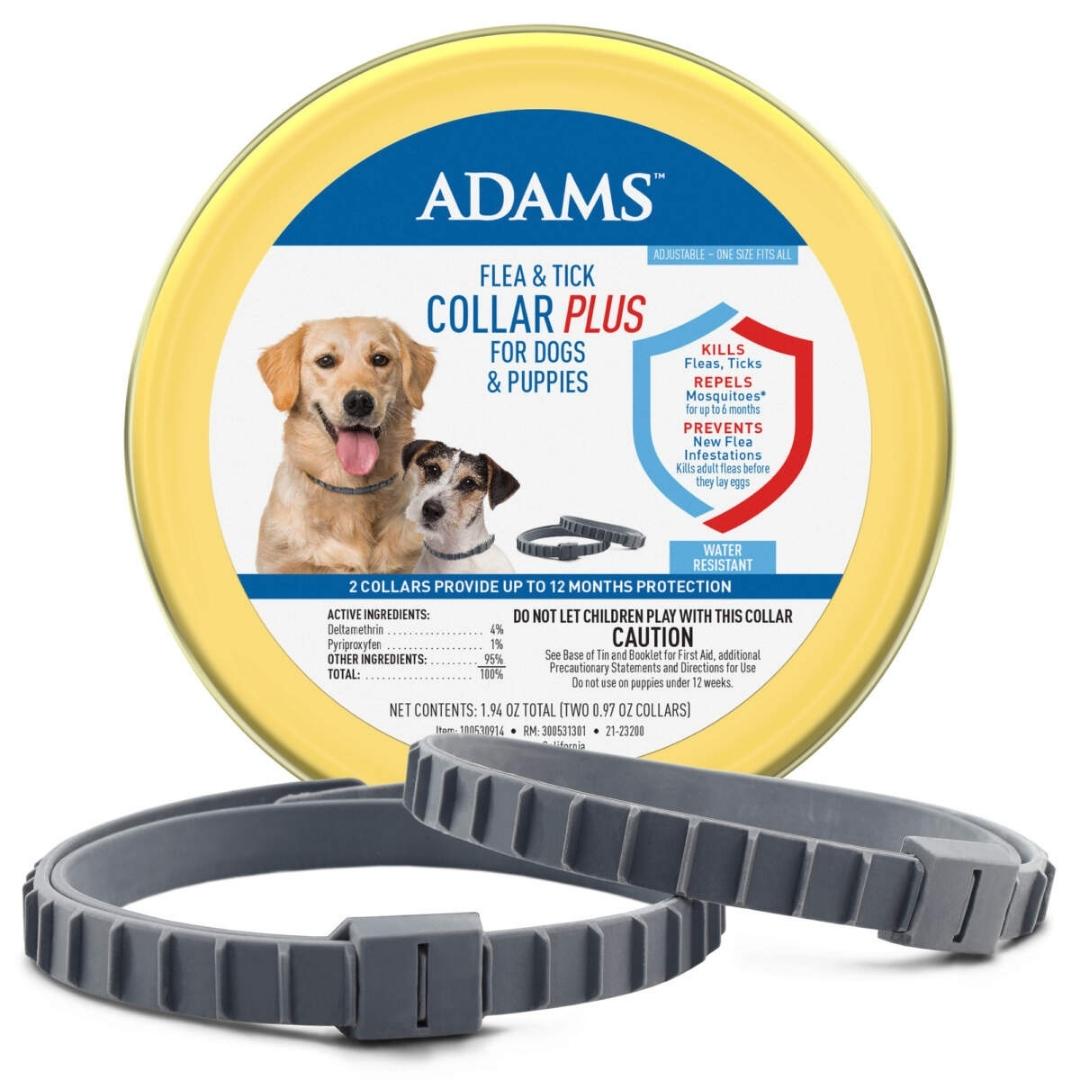Adams Flea & Tick Collar Plus For Dogs & Puppies, 2 Pack One Size Default Title