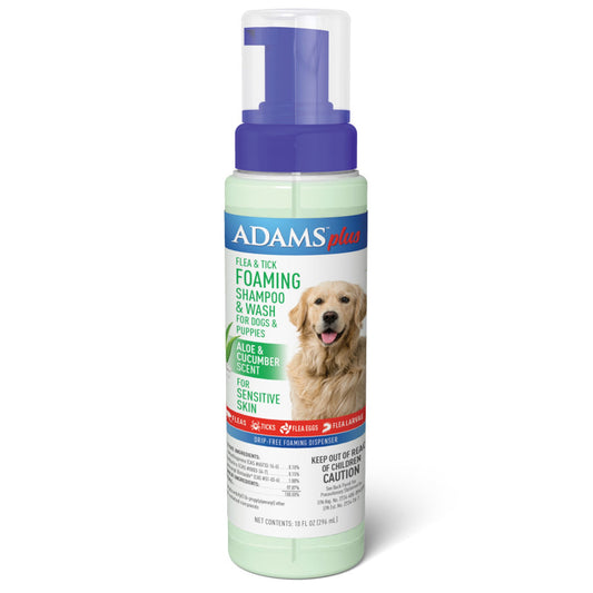 Adams Flea Tick Foaming Shampoo Wash for Dogs Puppies 1ea/10 oz