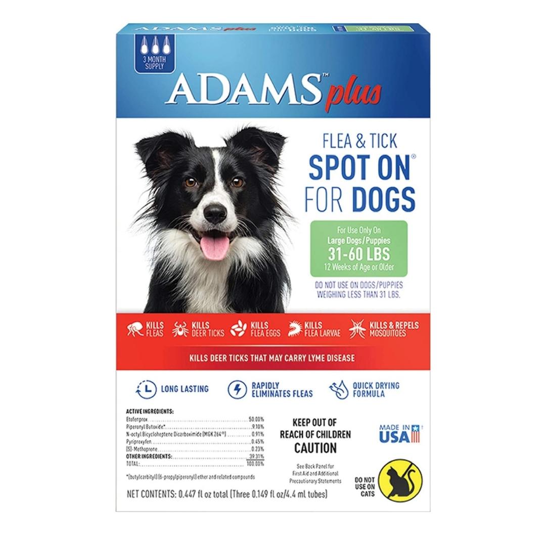 Adams Plus Flea And Tick Prevention Spot On For Dogs; Large Dogs 31 To 60 Lbs Default Title