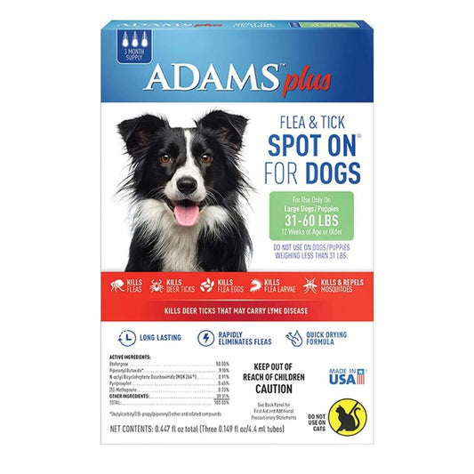 Adams Plus Flea And Tick Prevention Spot On For Dogs; Large Dogs 31 To 60 Lbs Default Title