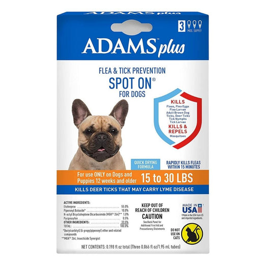 Adams Plus Flea And Tick Prevention Spot On For Dogs; Medium Dogs 15 To 30 Lbs Default Title