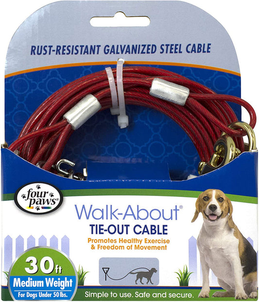 Four Paws Medium Weight Tie Out Cable Red 30ft