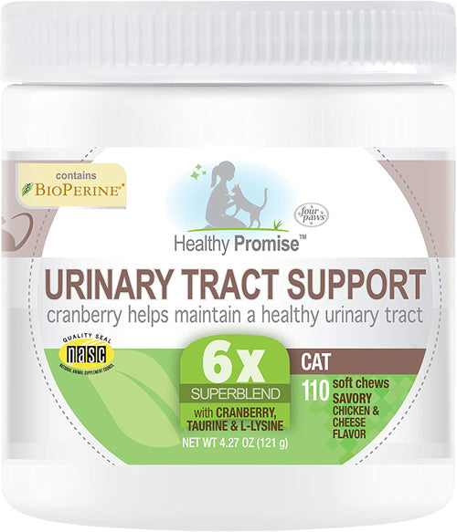 Four Paws Healthy Promise Cat Urinary Tract Supplement Soft Chews Savory Chicken Cheese, 1ea/4.27 oz 110 ct