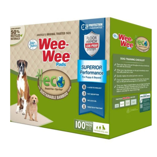 Four Paws Wee-Wee Eco Pads With Bamboo 22 x 23 - 100 Count