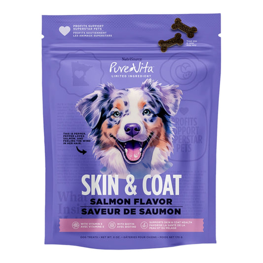 Pure Vita Dog Treat Skin & Coat Salmon 6oz.