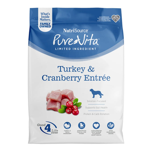 Pure Vita Dog Turkey & Cranberry Food 12Lbs