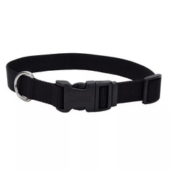 Coastal Adjustable Nylon Dog Collar with Plastic Buckle Black 3/8X8-12in