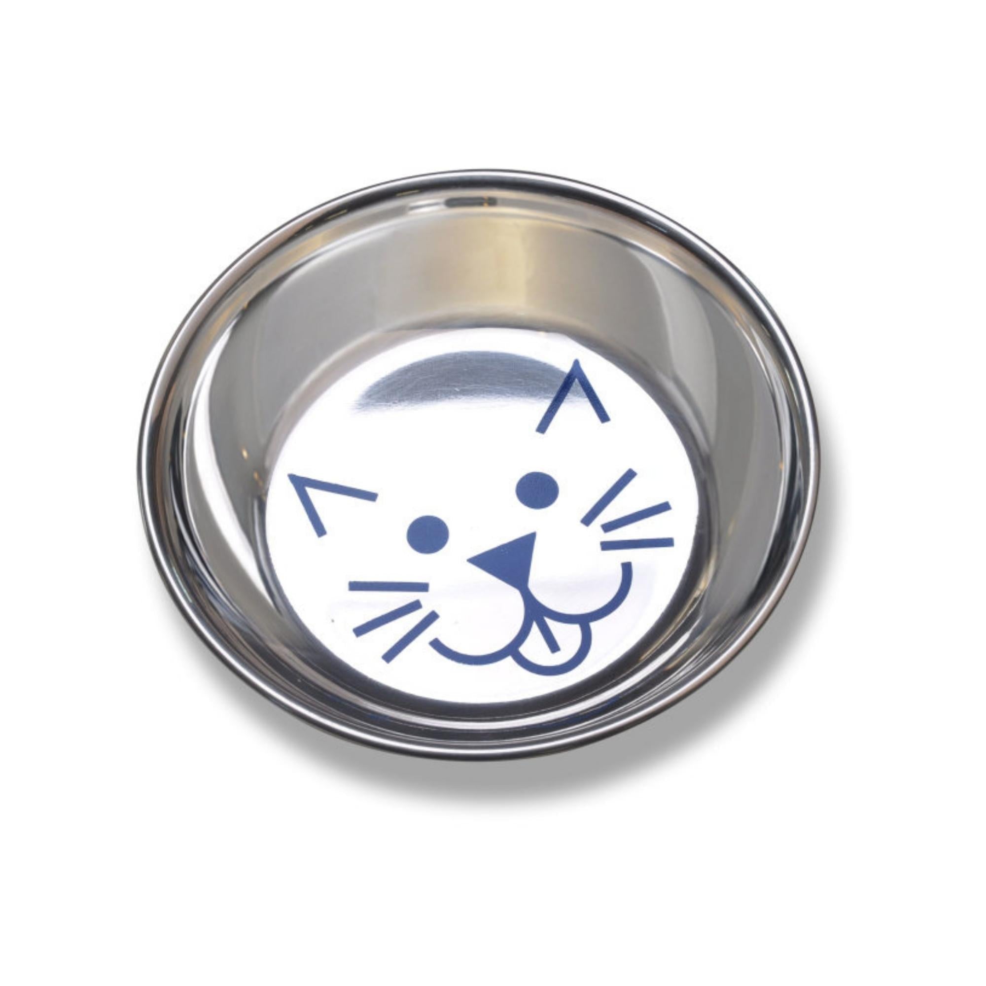 Van Ness Plastics Decorated Stainless Steel Saucer Cat Dish 1ea/8oz. Default Title