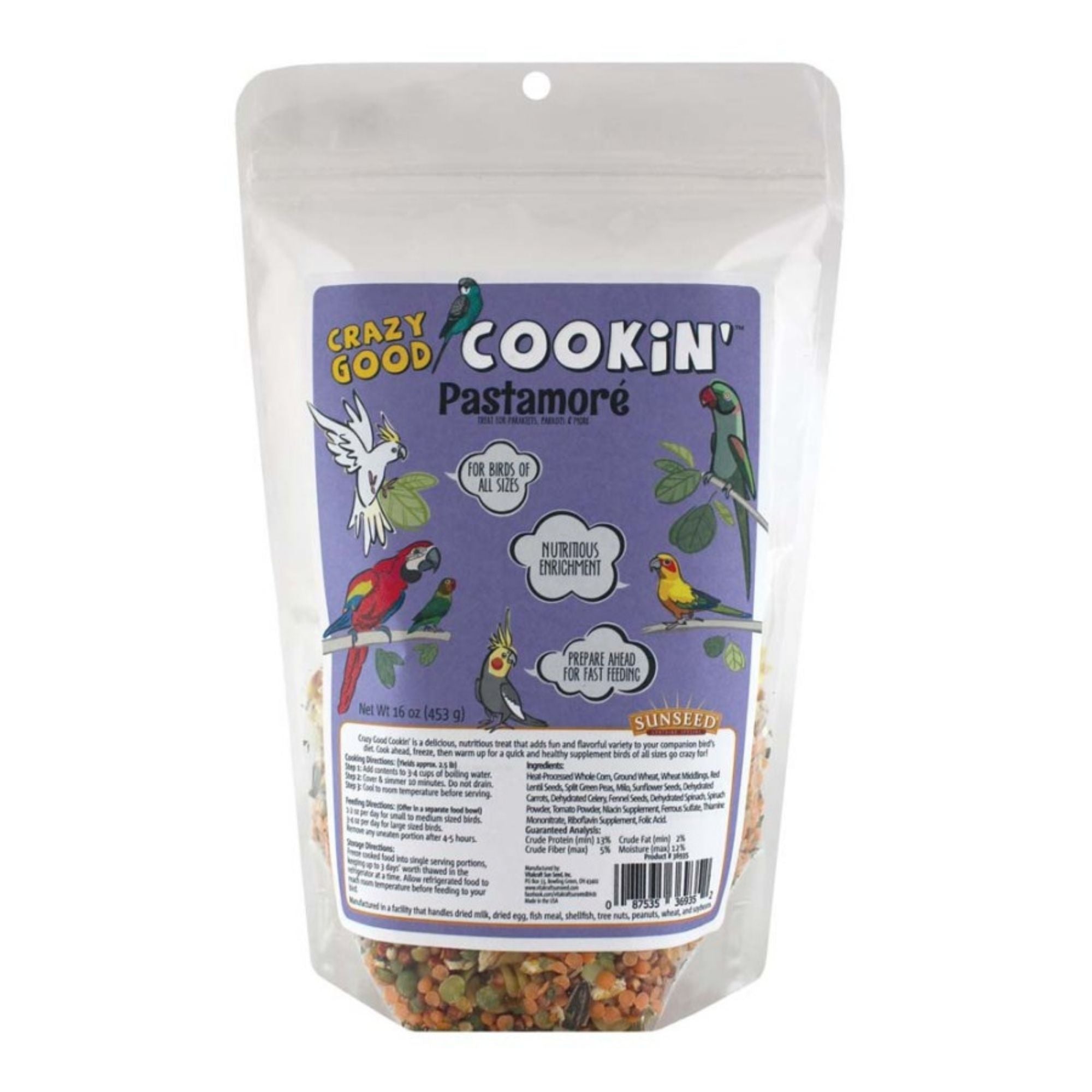 Sun Seed Crazy Good Cookin' Pastamore Bird Treat 1ea/16oz.