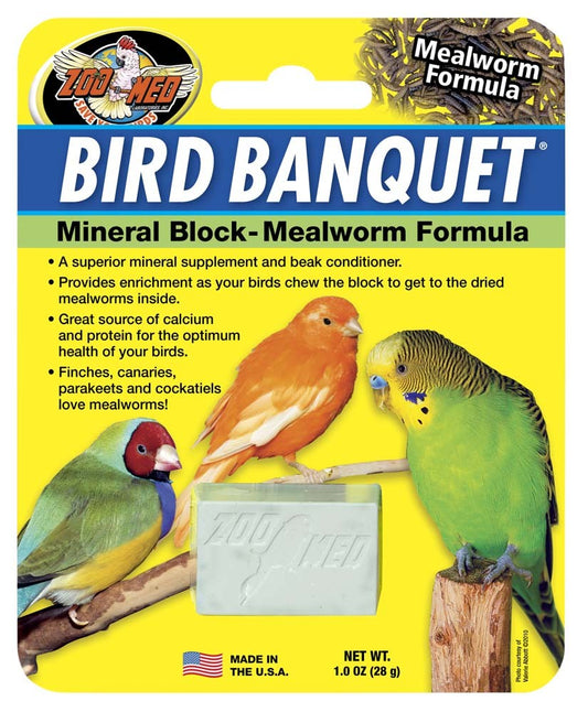 Zoo Med Bird Banquet Mineral Block Mealworm Formula Small