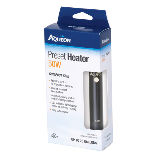Aqueon Preset Fish Tank Heater 50 watts Black 3.5″ x 1.5″ x 7″ – 100106251