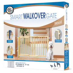 Four Paws Smart Design Walkover Pressure Mounted Gate with Door Beige 30″ – 44″ x 1″ x 18″ – 100203595