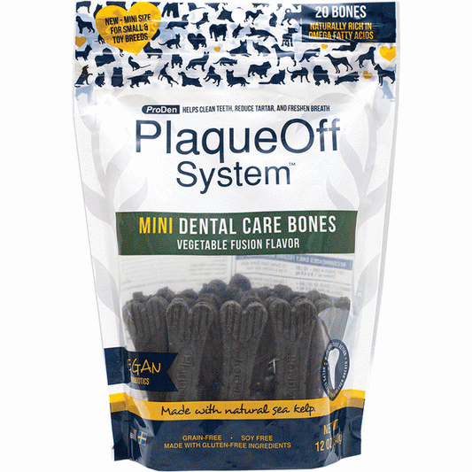 Proden Plaqueoff System Mini Dental Care Bones Vegetable Fusion Flavor Dog Treats; 12oz.