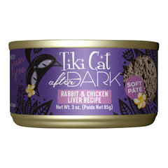 Tiki Cat After Dark Pate Wet Cat Food, Rabbit & Chicken Liver, 3 oz. Cans, 12 Count