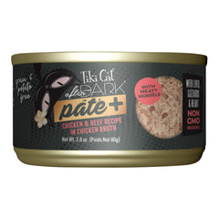 Tiki Cat After Dark Pate+ Wet Cat Food, Chicken & Beef, 2.8 oz. Cans, 12 Count