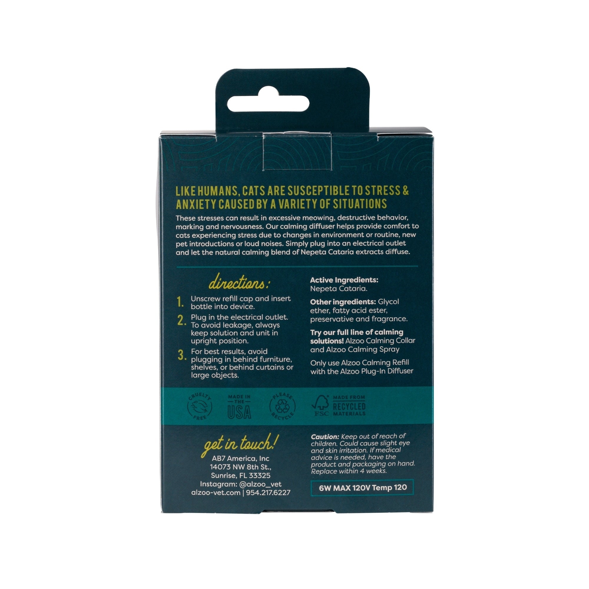 Alzoo Plant-Based Calming Diffuser Kit Cat 1.52oz.