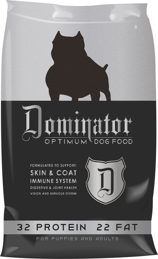 Dominator 50LB, 32/22 Optimum Dog Food Skin and Coat Puppies and Adults