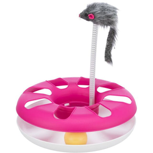 Trixie Cat Activity Crazy Circle With Plush Mouse Pink Default Title
